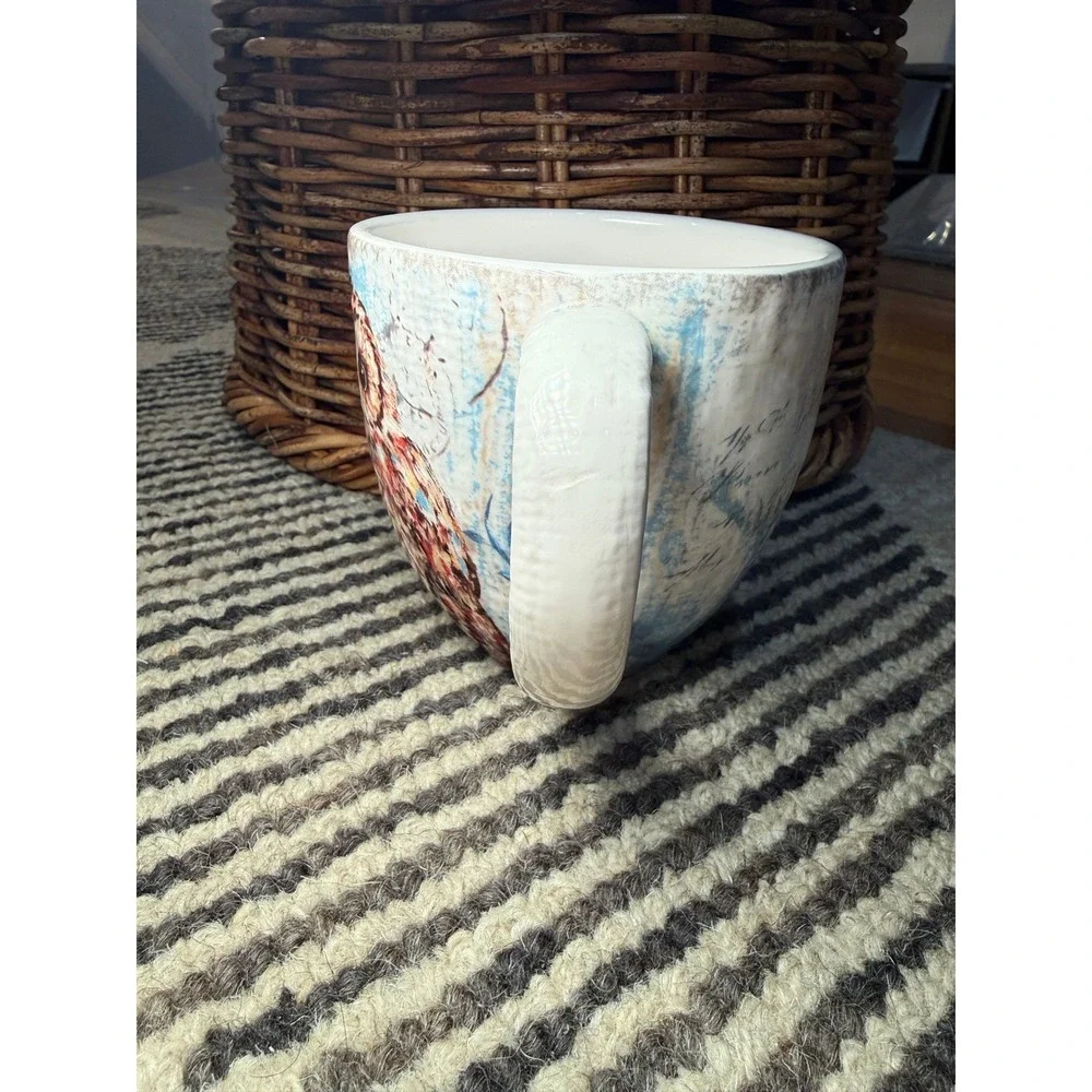 Pier 1 Imports Owl Coffee Mug Ironstone Rustic Farmhouse Bird‎ Cup